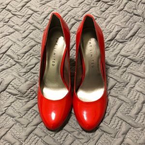 The Limited Patent Leather Red Orange Heels